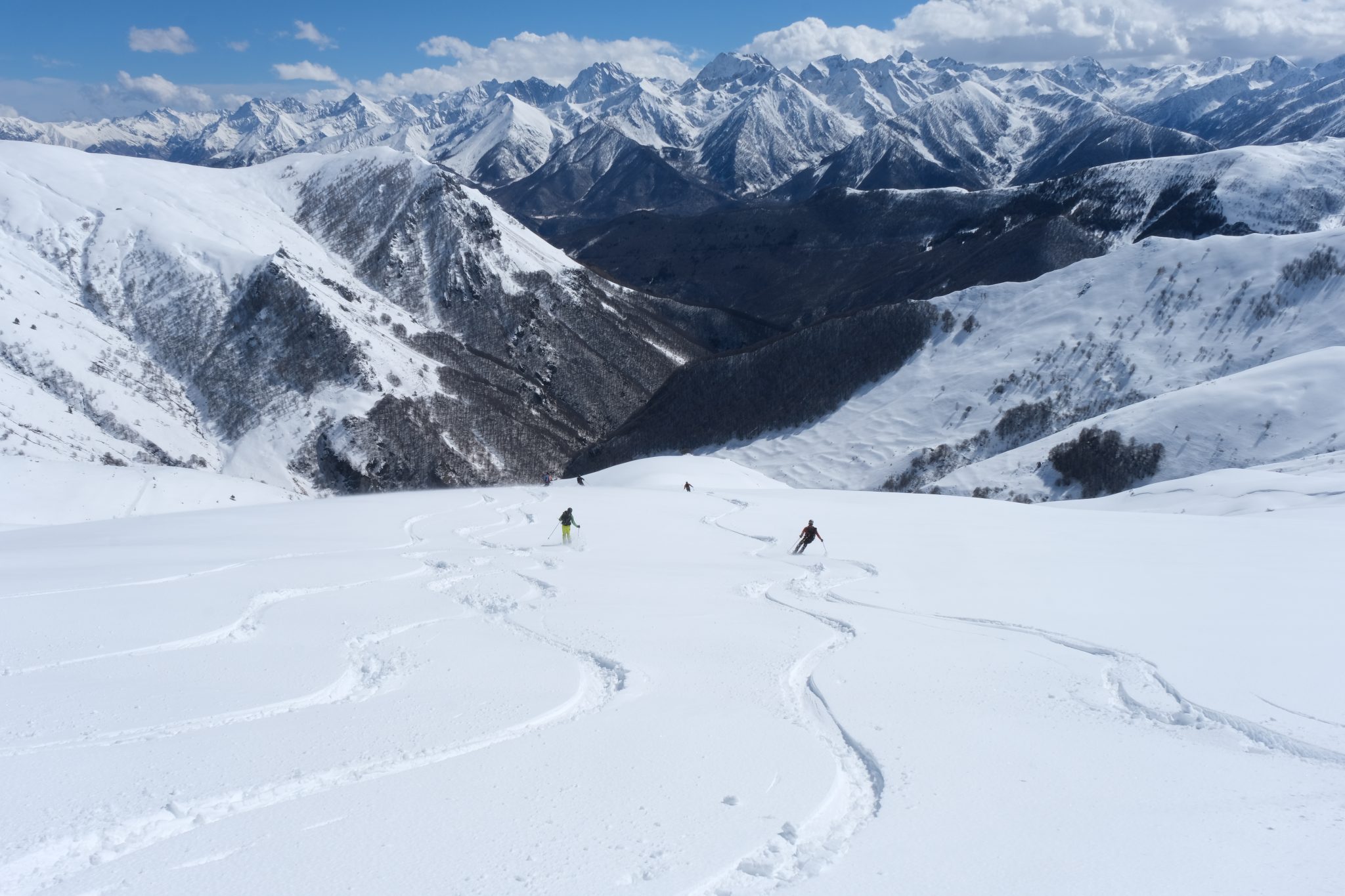 Skieurs en val Stura